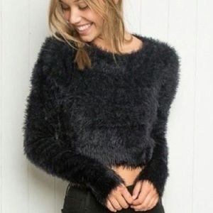 NWT black fuzzy Brandy Melville sweater-one size